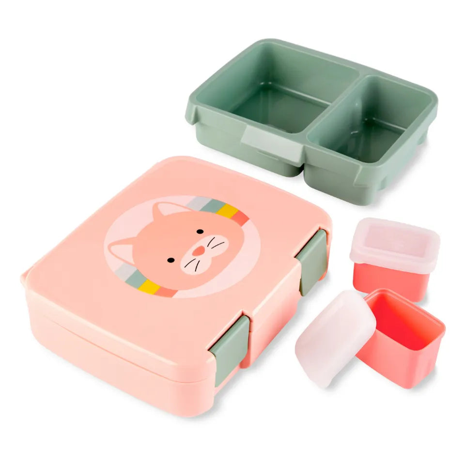 Skip Hop Zoo Cat Bento Lunch Box – 4 Compartment Kids School Lunch Box 700ml