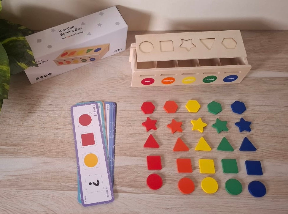Wooden Colors And Shape Sorting Box