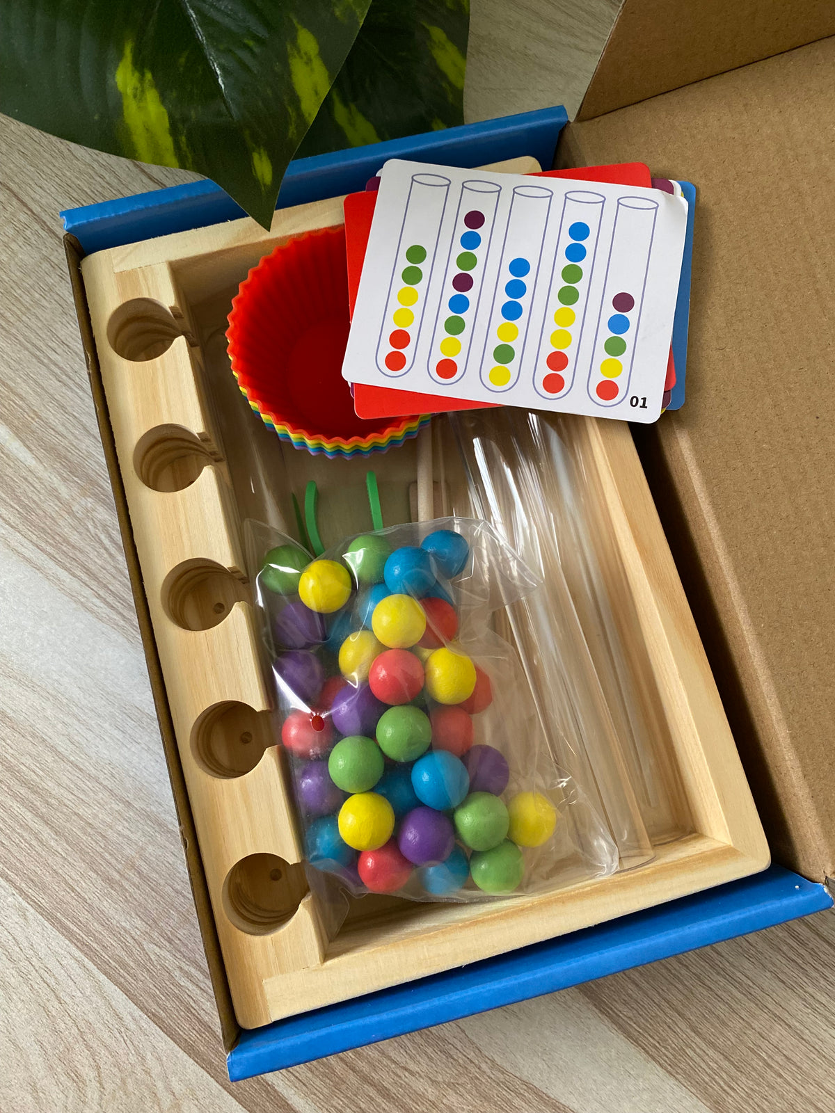 Rainbow beads clip clip game | Sorting and counting game