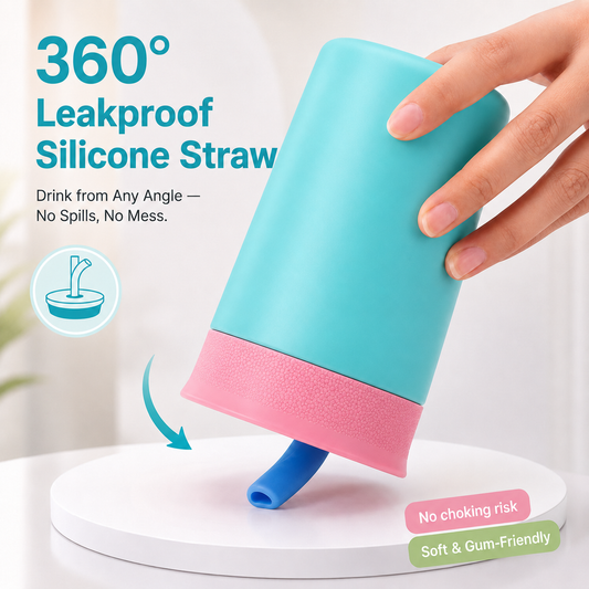 Kids Straw Tumbler 360ml | Insulated Stainless Steel | Spill & Leak-Proof | Cotton Candy
