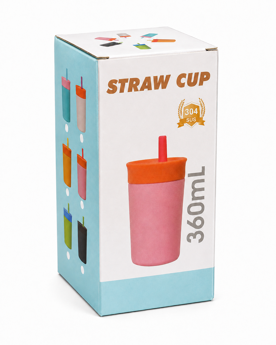 Kids Straw Tumbler 360ml | Insulated Stainless Steel | Spill & Leak-Proof | Cotton Candy
