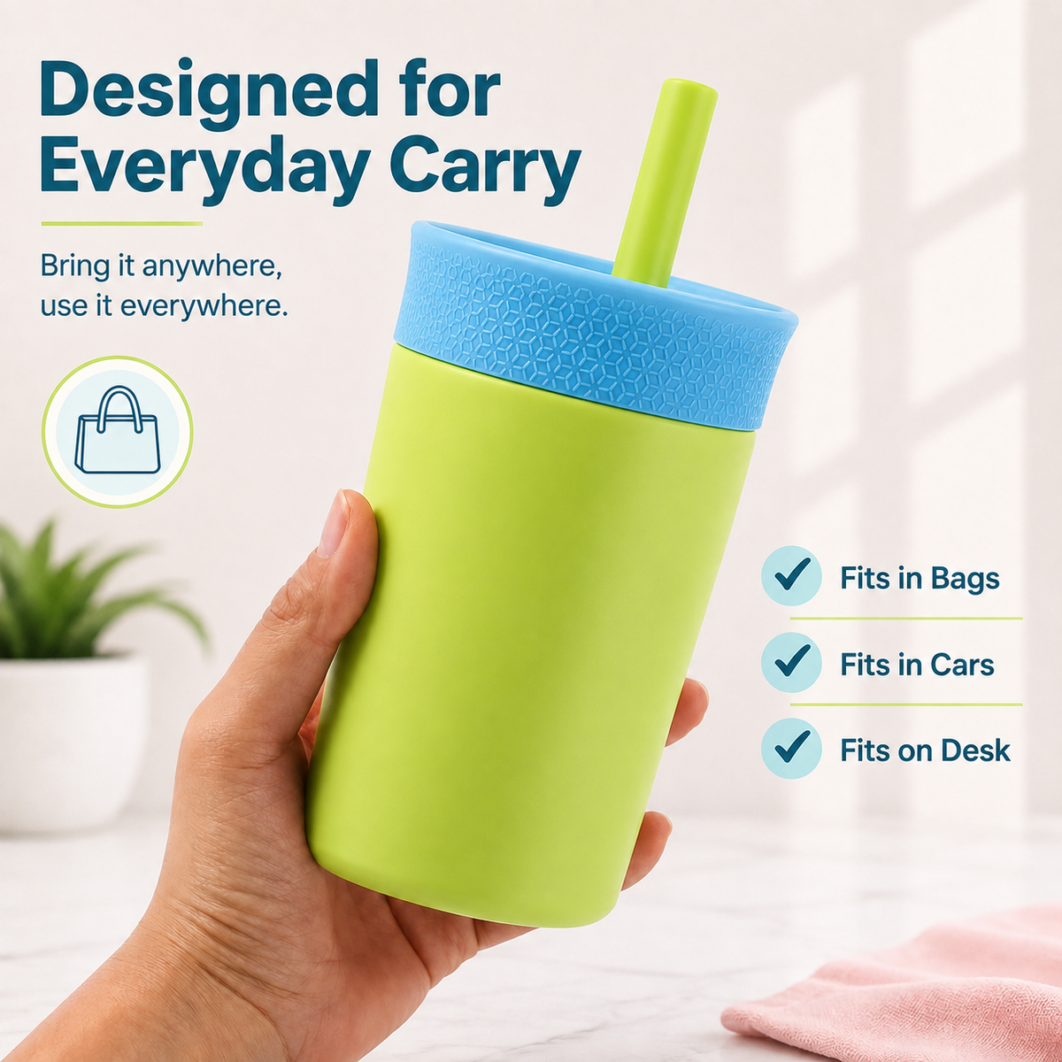 Kids Straw Tumbler 360ml | Insulated Stainless Steel | Spill & Leak-Proof | Tropical Splash