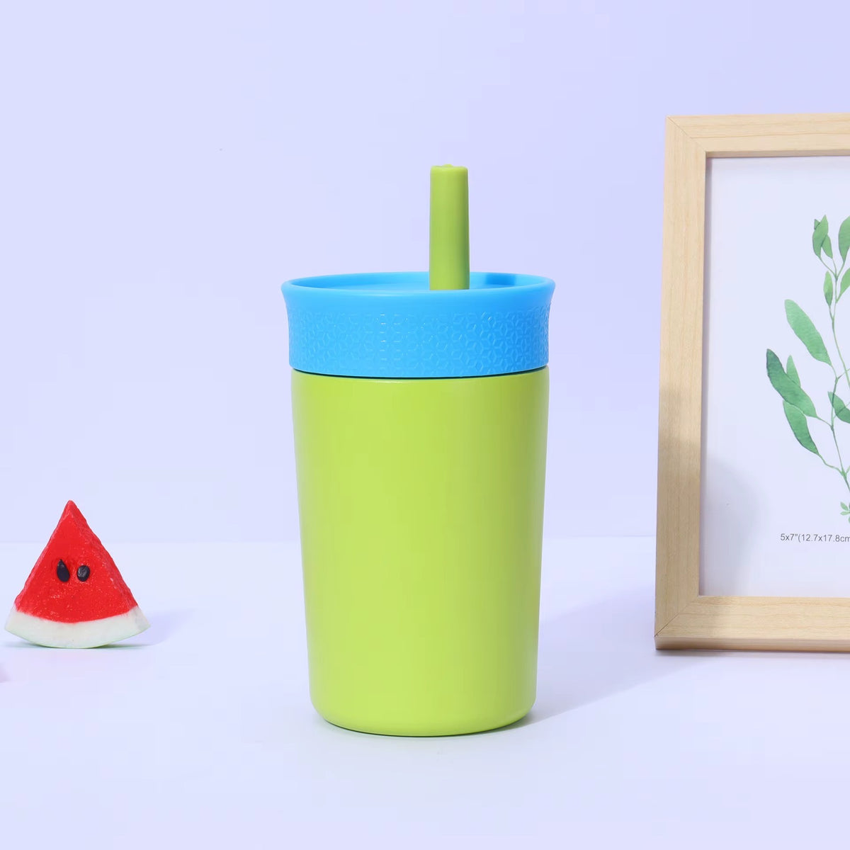 Kids Straw Tumbler 360ml | Insulated Stainless Steel | Spill & Leak-Proof | Tropical Splash