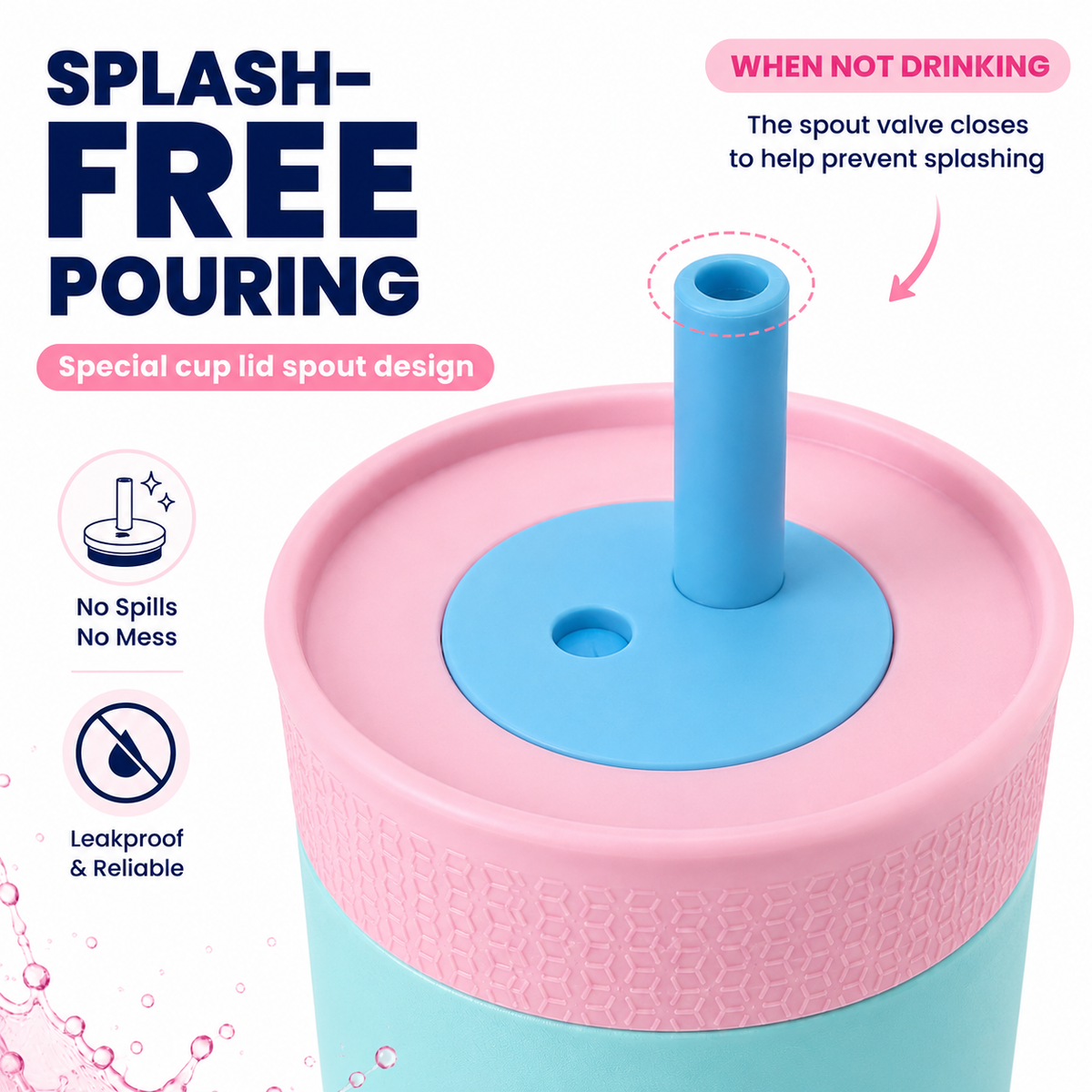 Kids Straw Tumbler 360ml | Insulated Stainless Steel | Spill & Leak-Proof | Cotton Candy
