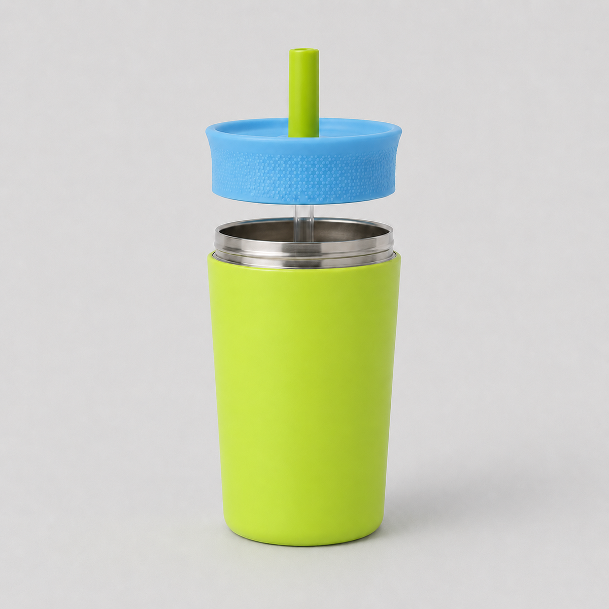 Kids Straw Tumbler 360ml | Insulated Stainless Steel | Spill & Leak-Proof | Tropical Splash