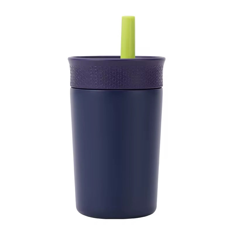 Kids Straw Tumbler 360ml | Insulated Stainless Steel | Spill & Leak-Proof | Blueberry Lime