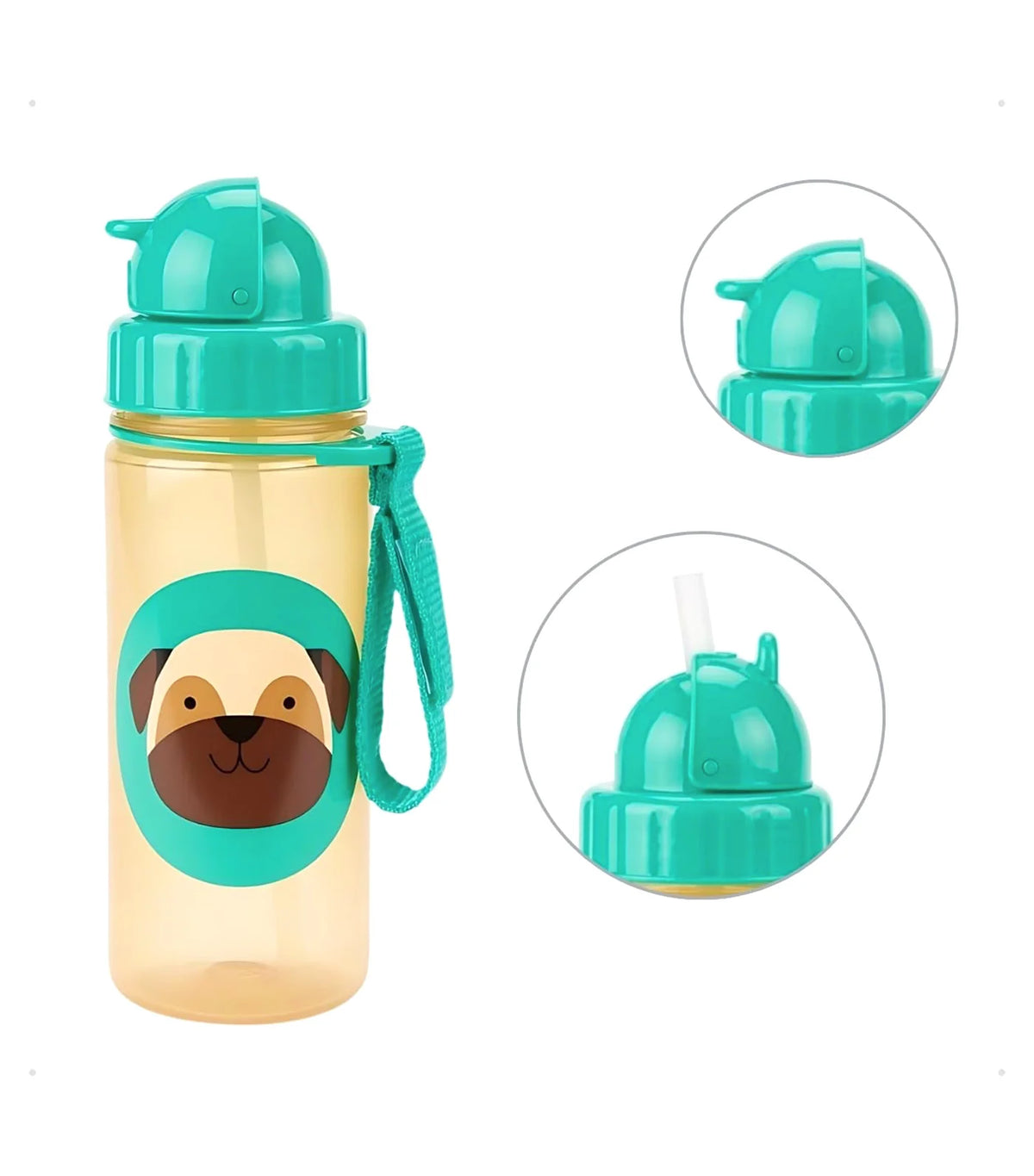 Skip Hop Zoo Dog Straw Bottle – 390ml BPA-Free Kids Water Bottle