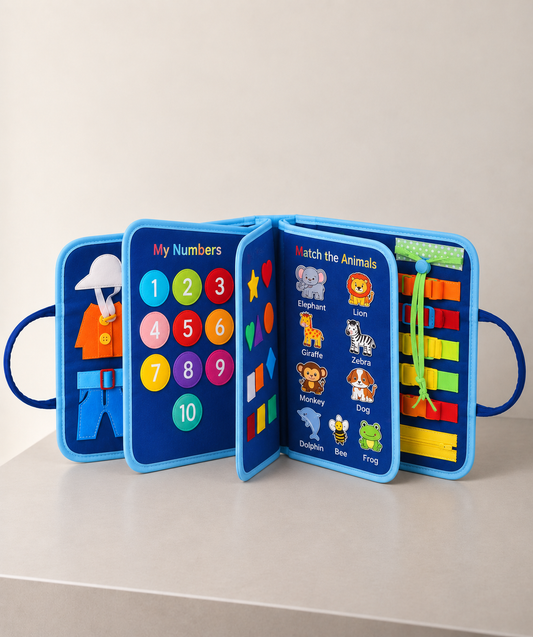8-Page Montessori Felt Busy Book for Kids – Interactive Quiet Book & Early Learning Activity Toy