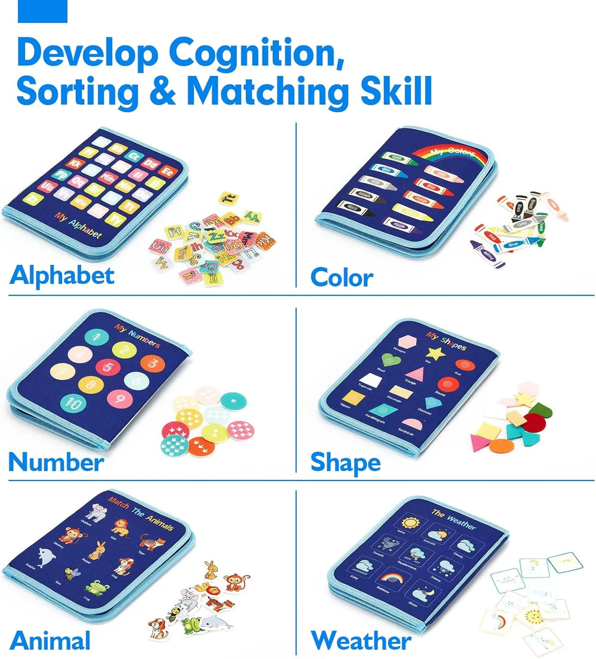 8-Page Montessori Felt Busy Book for Kids – Interactive Quiet Book & Early Learning Activity Toy