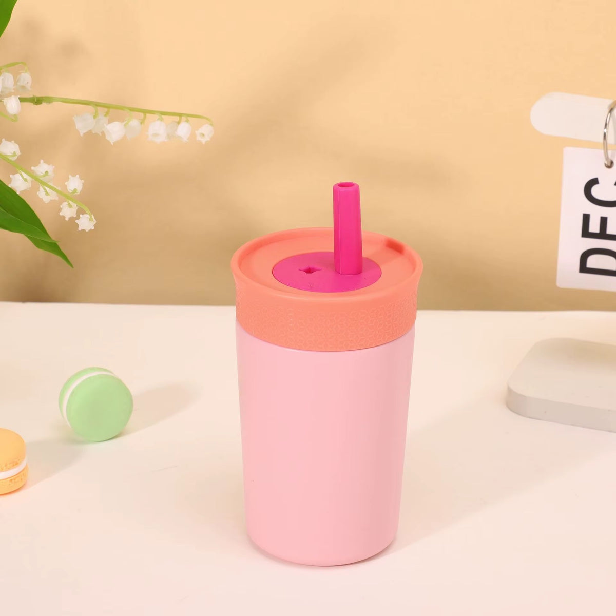Kids Straw Tumbler 360ml | Insulated Stainless Steel | Spill & Leak-Proof | Blush Bloom