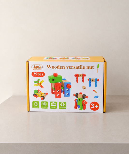 Wooden Nuts & Bolts Construction Set for Kids