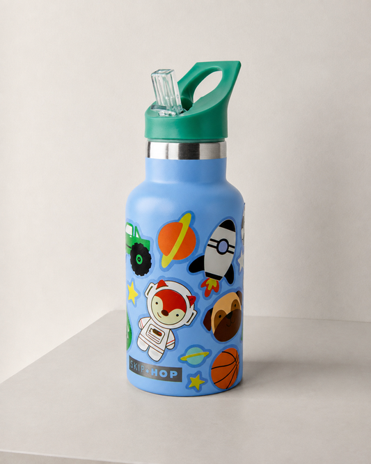 Skip Hop Spark Style Blue Stainless Steel Kids Straw Bottle – 350ml