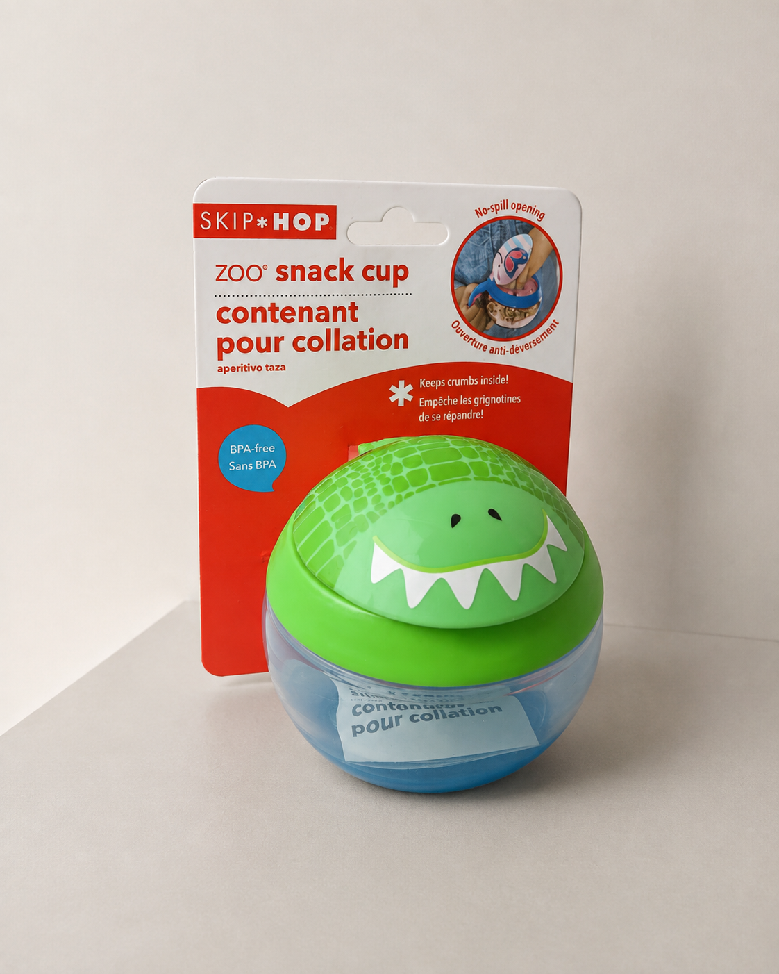 Skip Hop Zoo Alligator No-Spill Snack Cup – 222ml Toddler Snack Container