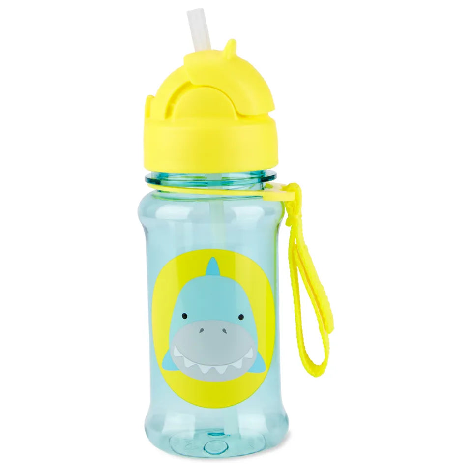 Skip Hop Shark Kids Straw Sipper Bottle 390ml with Carry Strap