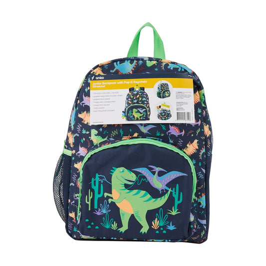 Anko Dinosaur Kids School Backpack 37cm with Pop-It Keychain