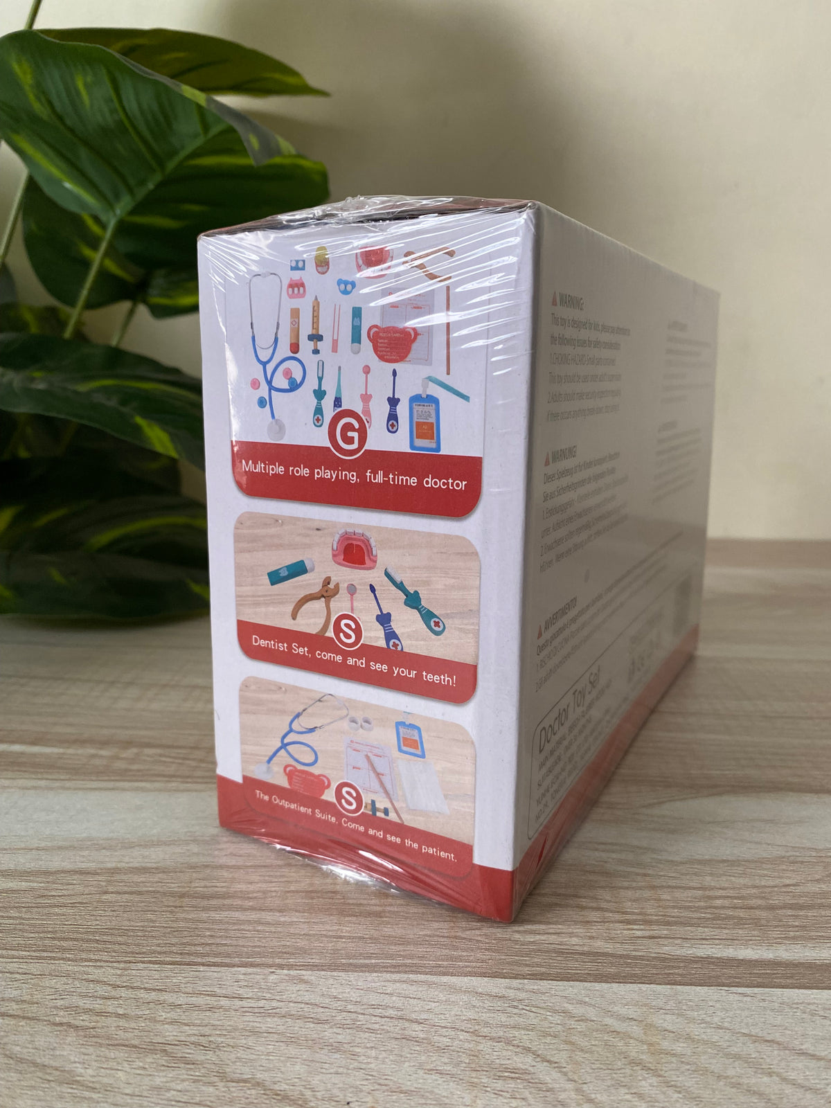 Premium wooden doctor toy set with stethoscope, syringe, and medical accessories in carrying case⁠