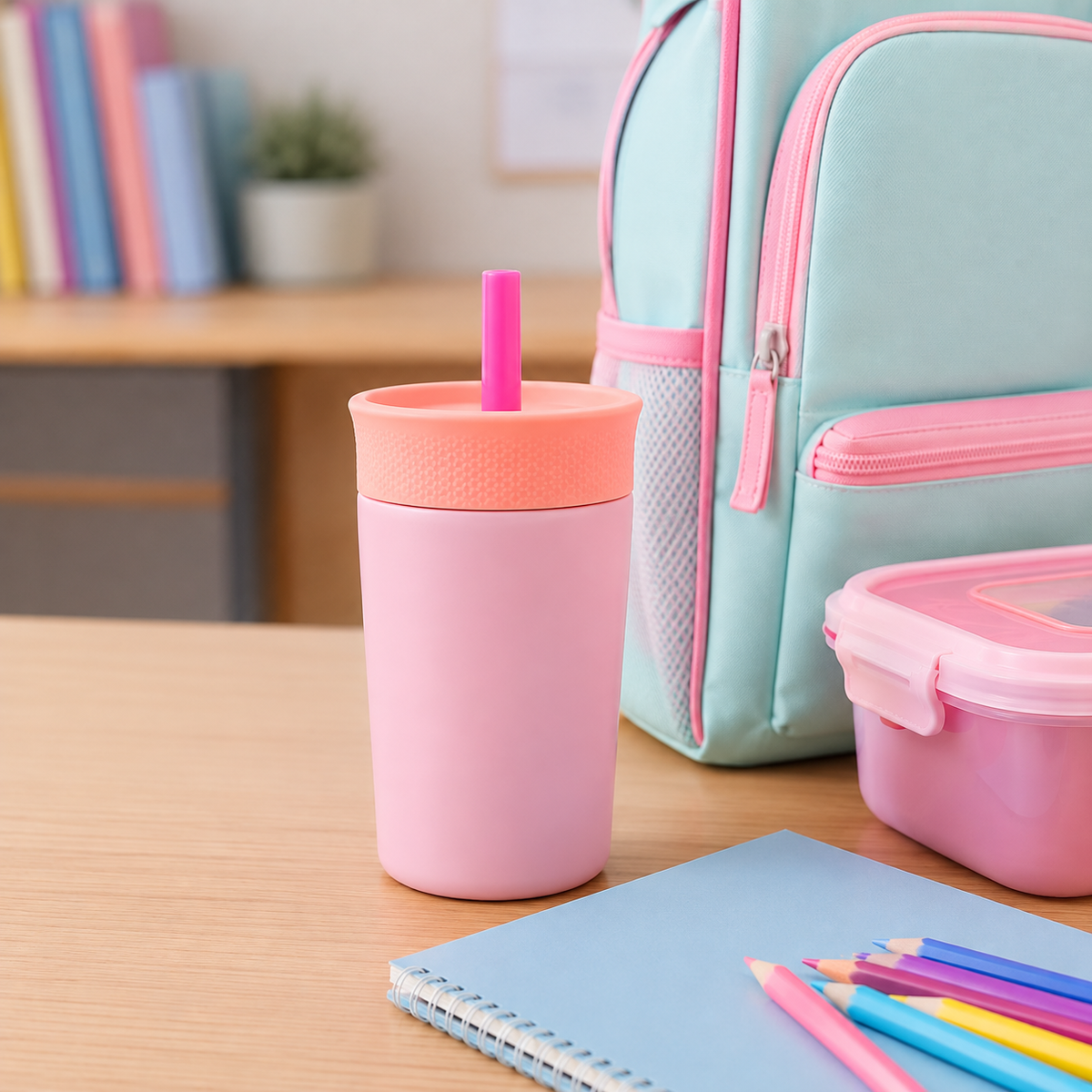 Kids Straw Tumbler 360ml | Insulated Stainless Steel | Spill & Leak-Proof | Blush Bloom