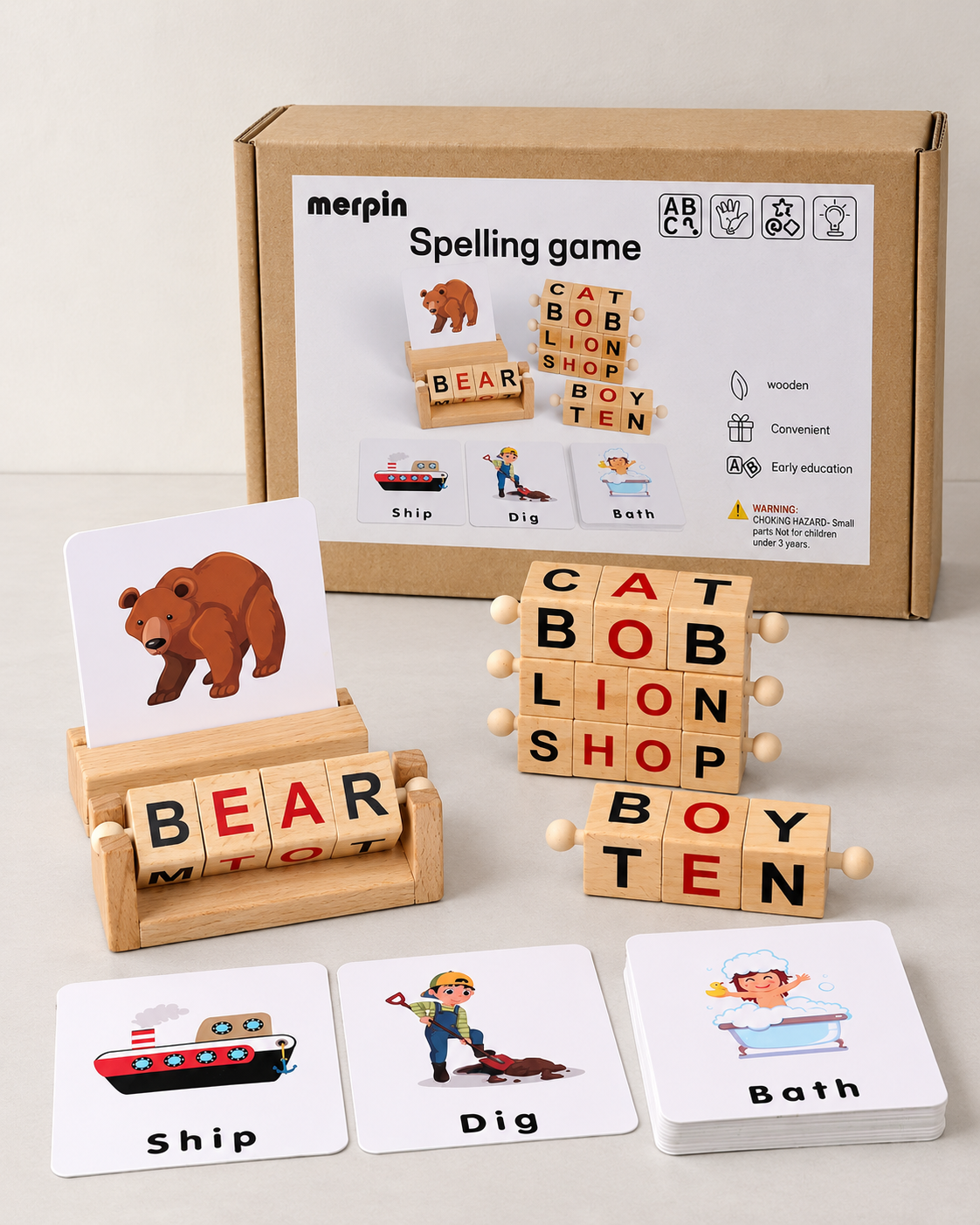 Wooden Spelling Game for Kids