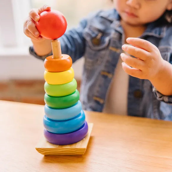 Wooden Rainbow Stacking Tower for Kids – Montessori Color & Learning Toy