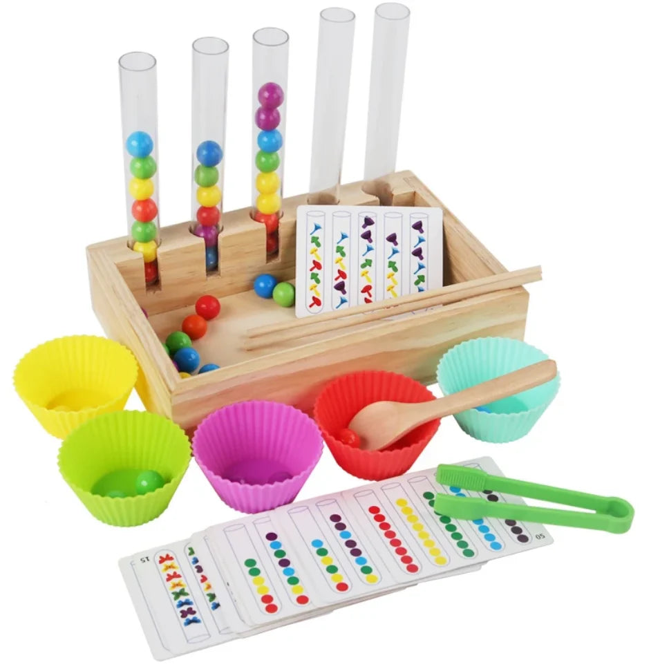 Rainbow beads clip clip game | Sorting and counting game