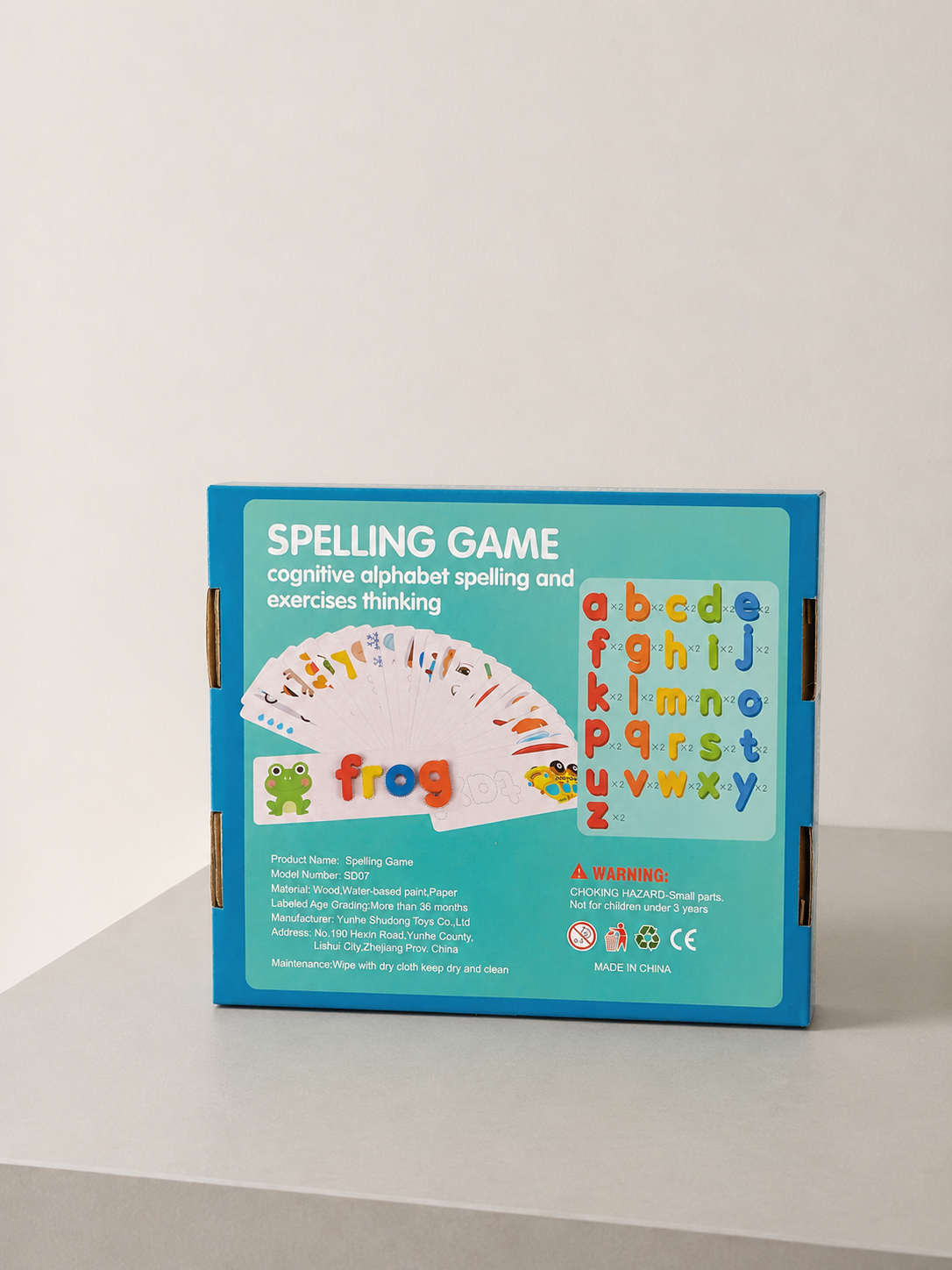Wooden Alphabet Spelling Game for Kids – 52 Letters & 28 Word Cards