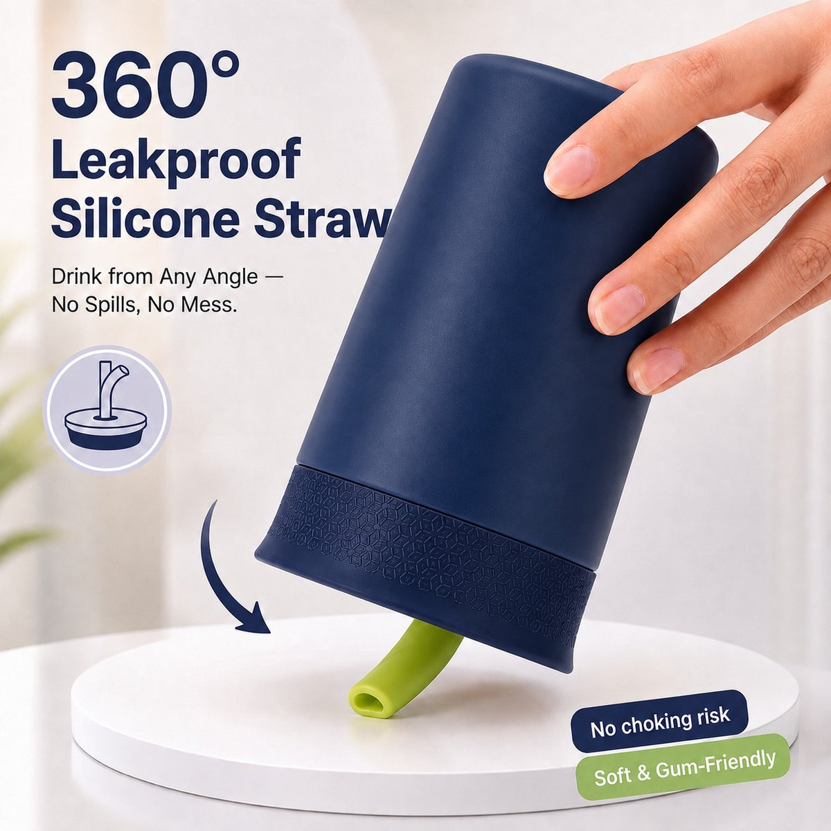 Kids Straw Tumbler 360ml | Insulated Stainless Steel | Spill & Leak-Proof | Blueberry Lime