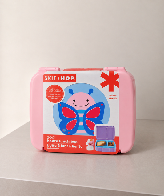 Skip Hop Zoo Butterfly Bento Lunch Box – 4 Compartment Kids School Lunch Box 700ml