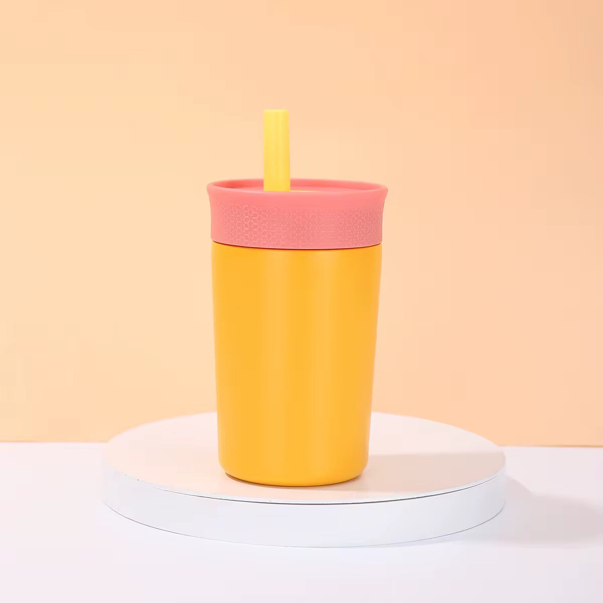 Kids Straw Tumbler 360ml | Insulated Stainless Steel | Spill & Leak-Proof | Sunset Mango