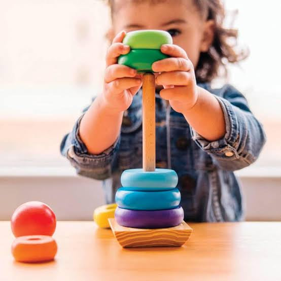 Wooden Rainbow Stacking Tower for Kids – Montessori Color & Learning Toy