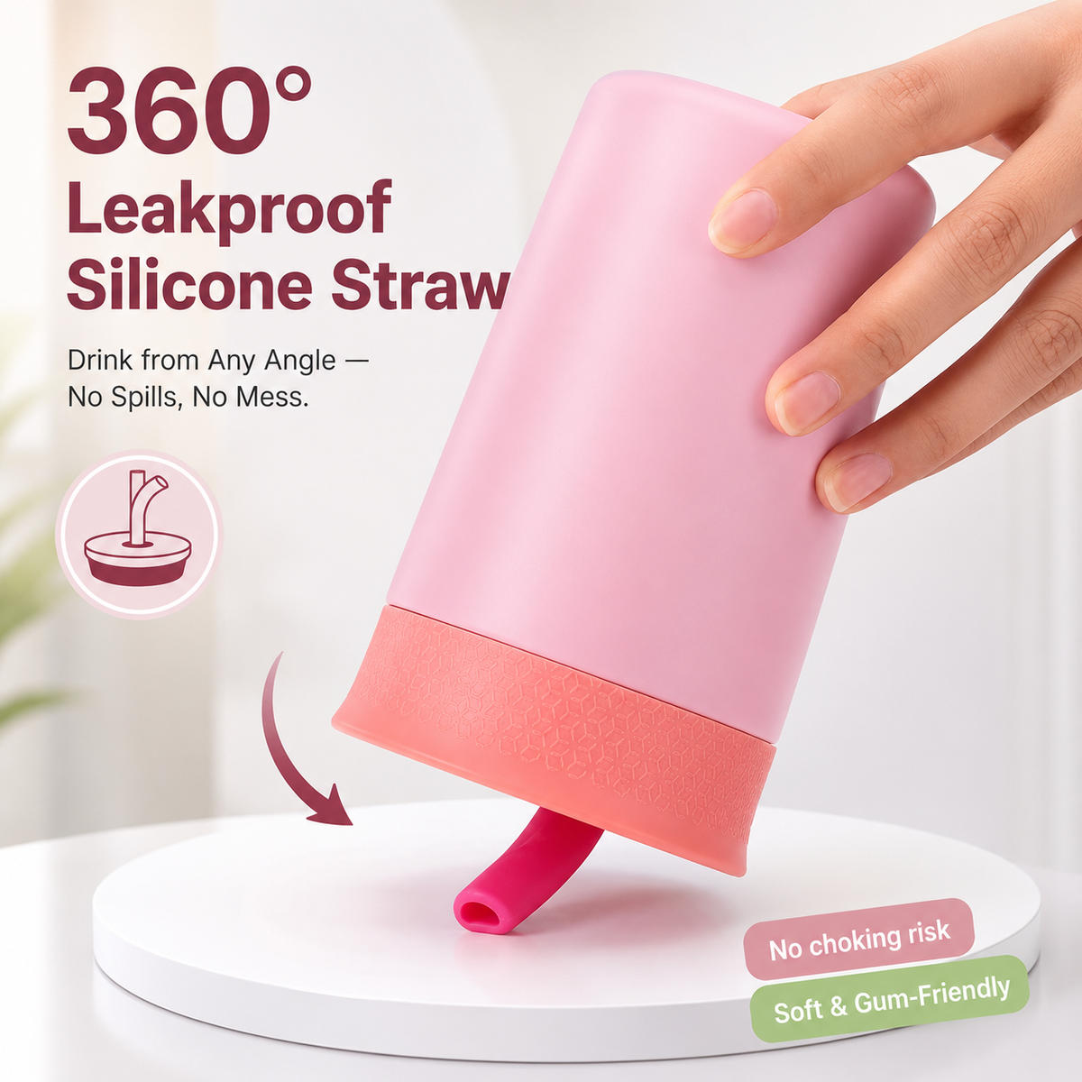 Kids Straw Tumbler 360ml | Insulated Stainless Steel | Spill & Leak-Proof | Blush Bloom