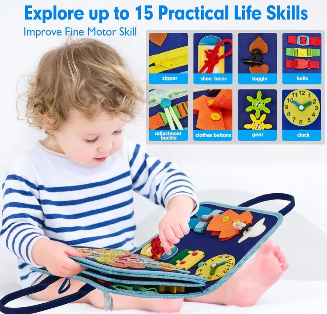 8-Page Montessori Felt Busy Book for Kids – Interactive Quiet Book & Early Learning Activity Toy