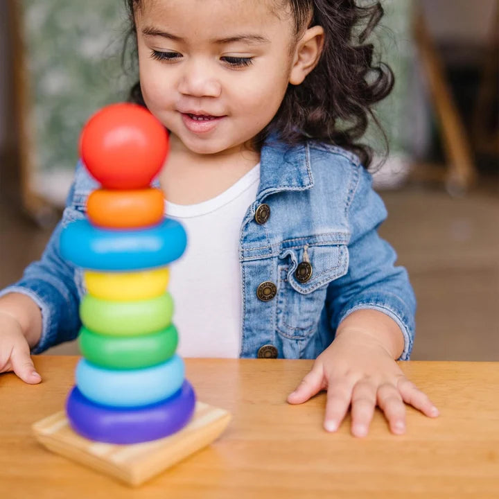Wooden Rainbow Stacking Tower for Kids – Montessori Color & Learning Toy