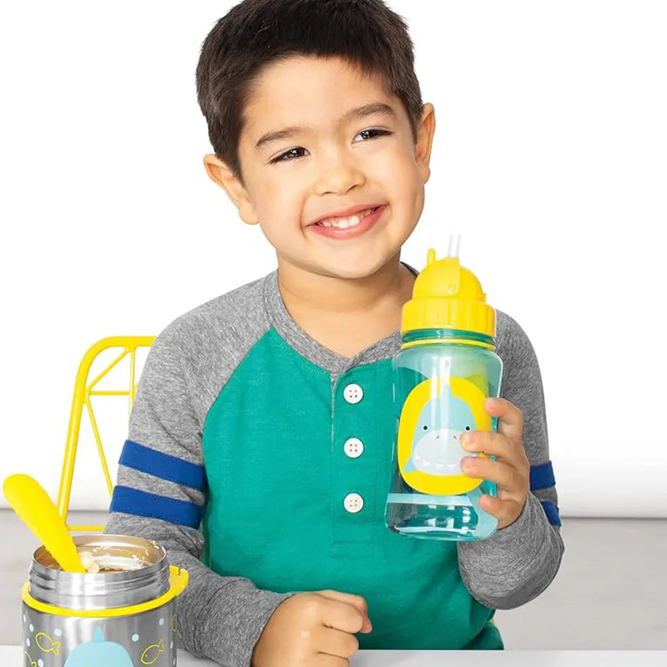 Skip Hop Shark Kids Straw Sipper Bottle 390ml with Carry Strap