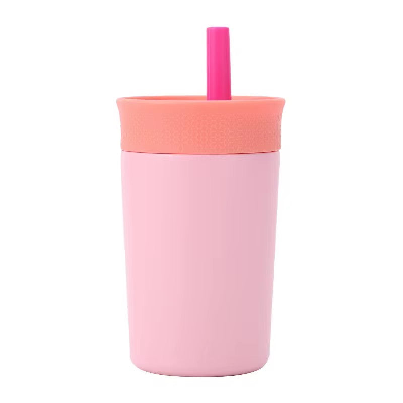 Kids Straw Tumbler 360ml | Insulated Stainless Steel | Spill & Leak-Proof | Blush Bloom