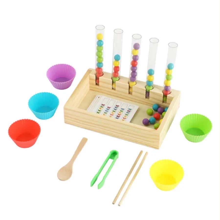 Rainbow beads clip clip game | Sorting and counting game