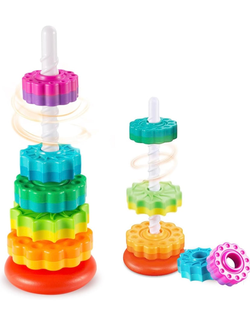 Rainbow Spinning Tower Stacking Toy for Kids 12M+ – Large Sensory Learning Toy
