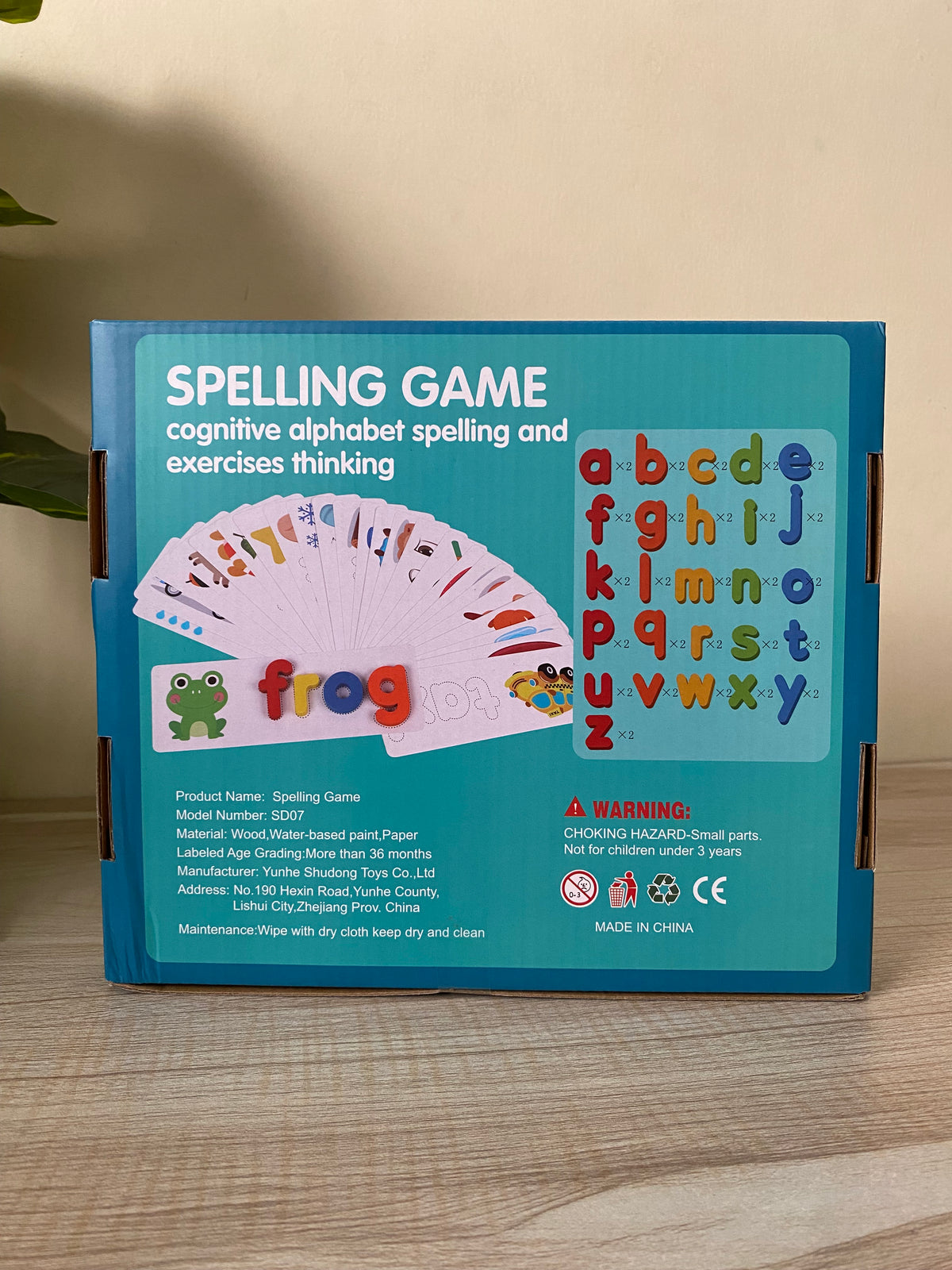 Wooden Alphabet Spelling Game for Kids – 52 Letters & 28 Word Cards