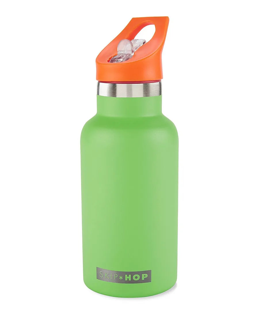 Skip Hop Spark Style Green Stainless Steel Kids Straw Bottle – 350ml