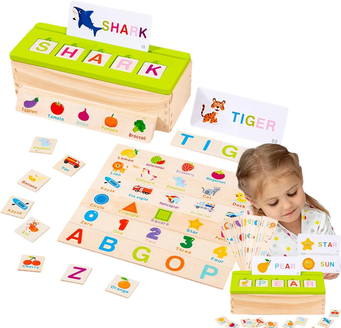 Montessori Wooden Knowledge Classification Box – Alphabet, Numbers & Matching Learning Toy