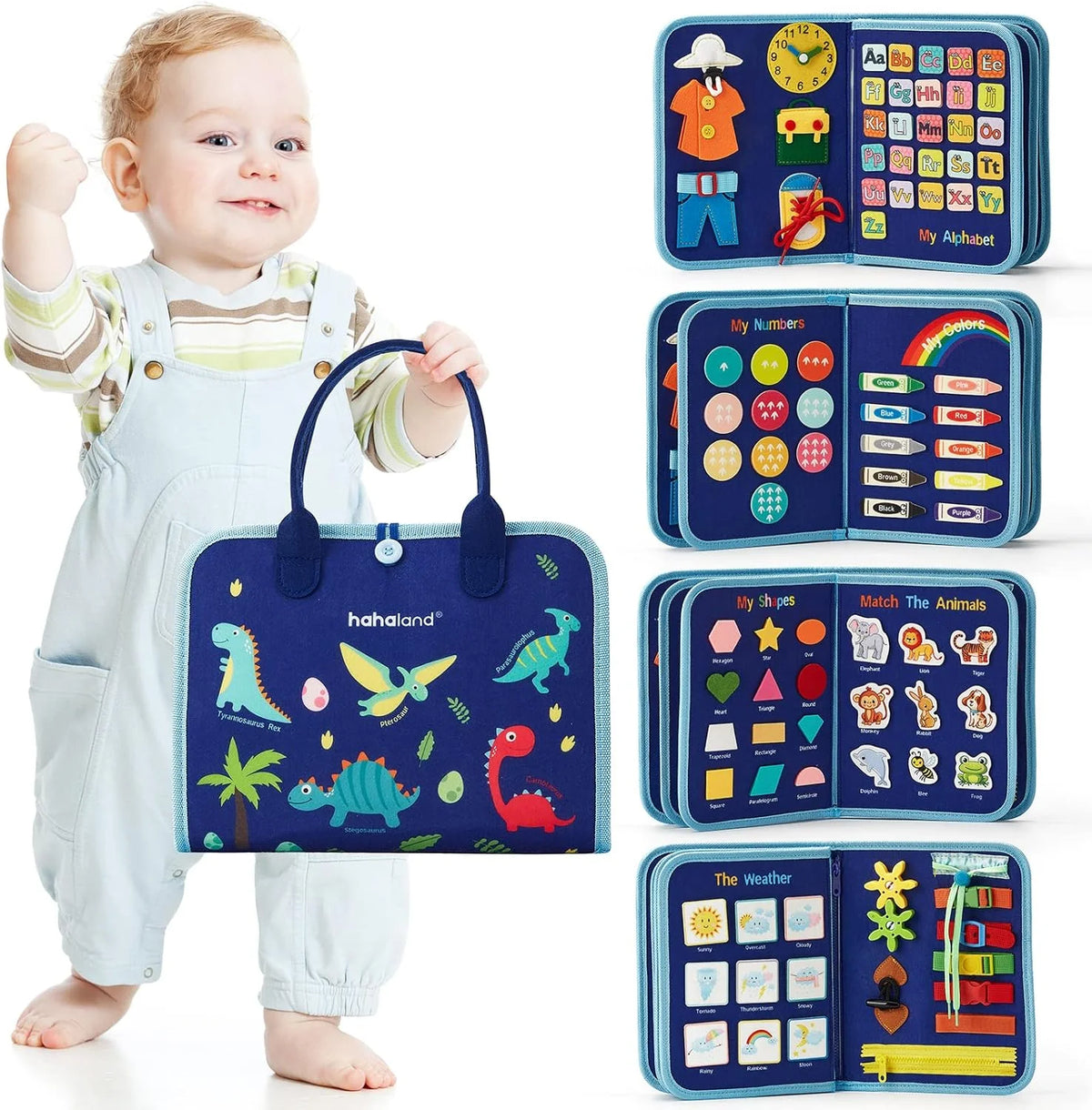 8-Page Montessori Felt Busy Book for Kids – Interactive Quiet Book & Early Learning Activity Toy