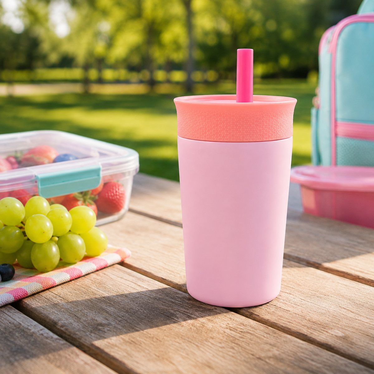 Kids Straw Tumbler 360ml | Insulated Stainless Steel | Spill & Leak-Proof | Blush Bloom
