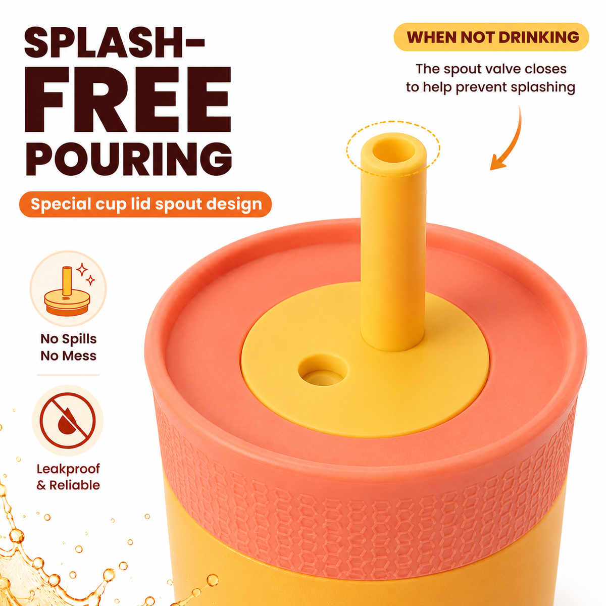 Kids Straw Tumbler 360ml | Insulated Stainless Steel | Spill & Leak-Proof | Sunset Mango