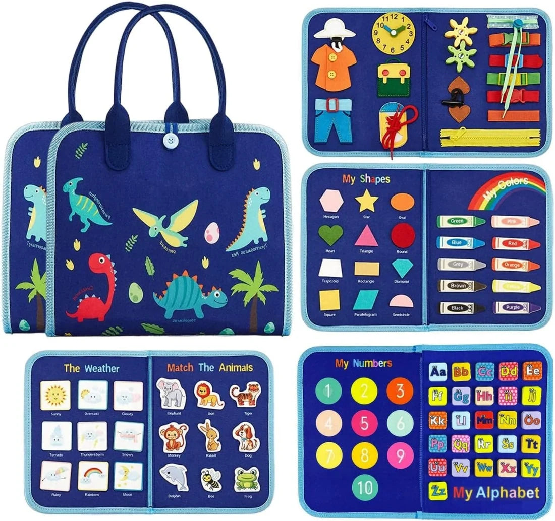 8-Page Montessori Felt Busy Book for Kids – Interactive Quiet Book & Early Learning Activity Toy