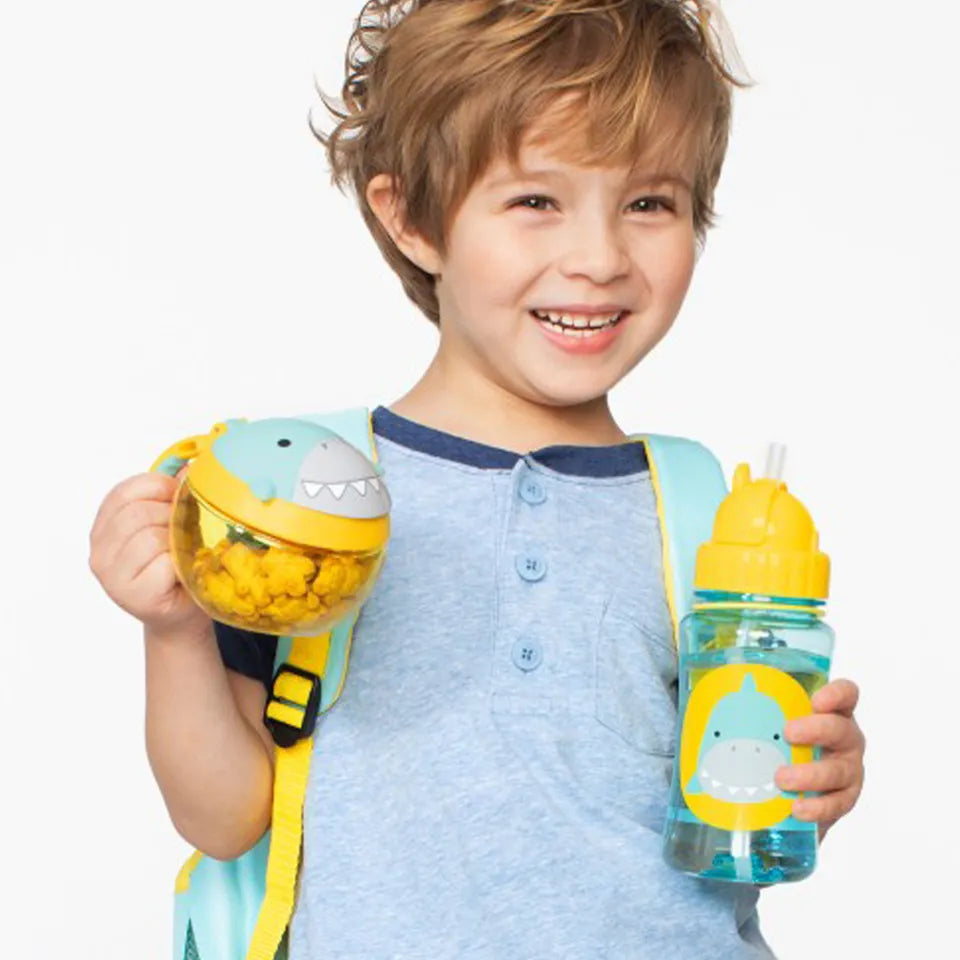 Skip Hop Shark Kids Straw Sipper Bottle 390ml with Carry Strap