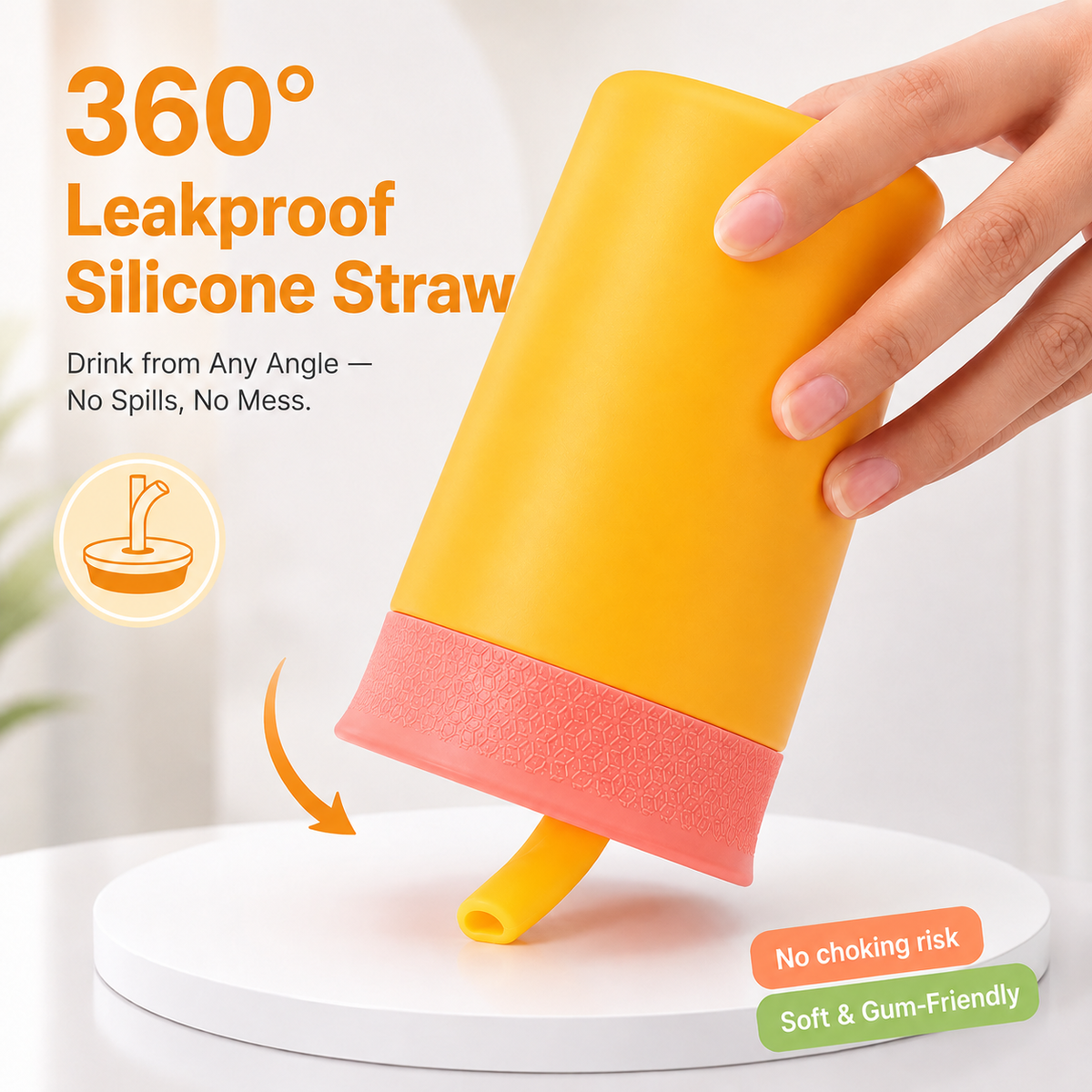 Kids Straw Tumbler 360ml | Insulated Stainless Steel | Spill & Leak-Proof | Sunset Mango