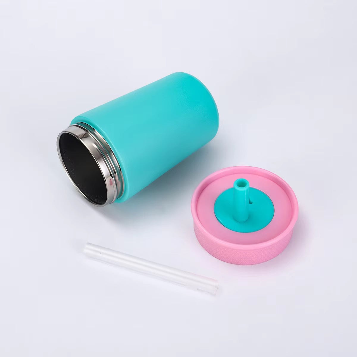 Kids Straw Tumbler 360ml | Insulated Stainless Steel | Spill & Leak-Proof | Cotton Candy