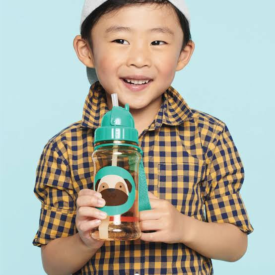 Skip Hop Zoo Dog Straw Bottle – 390ml BPA-Free Kids Water Bottle