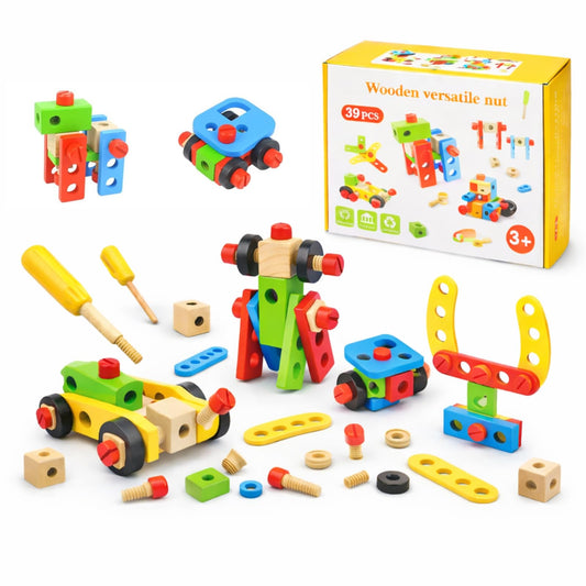 Wooden Nuts & Bolts Construction Set for Kids