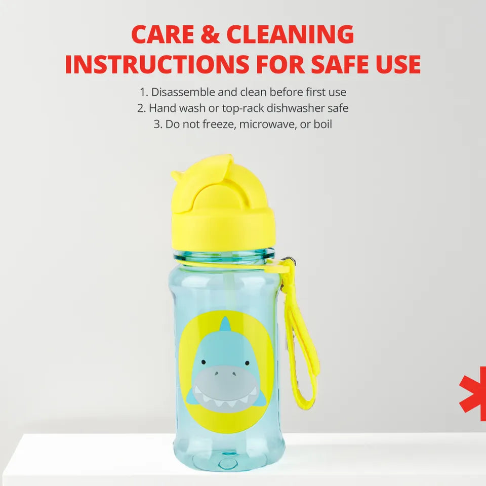 Skip Hop Shark Kids Straw Sipper Bottle 390ml with Carry Strap