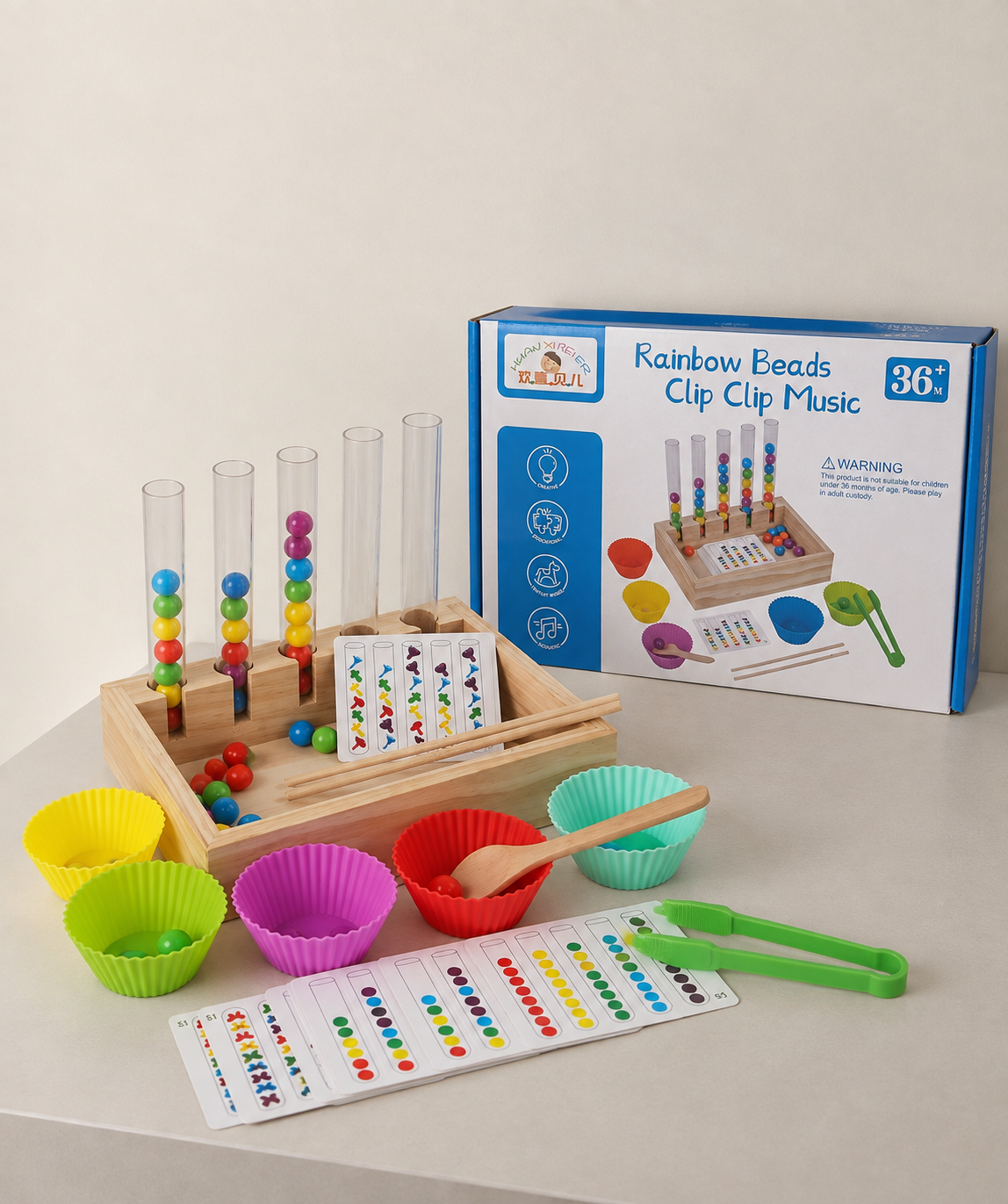 Rainbow beads clip clip game | Sorting and counting game